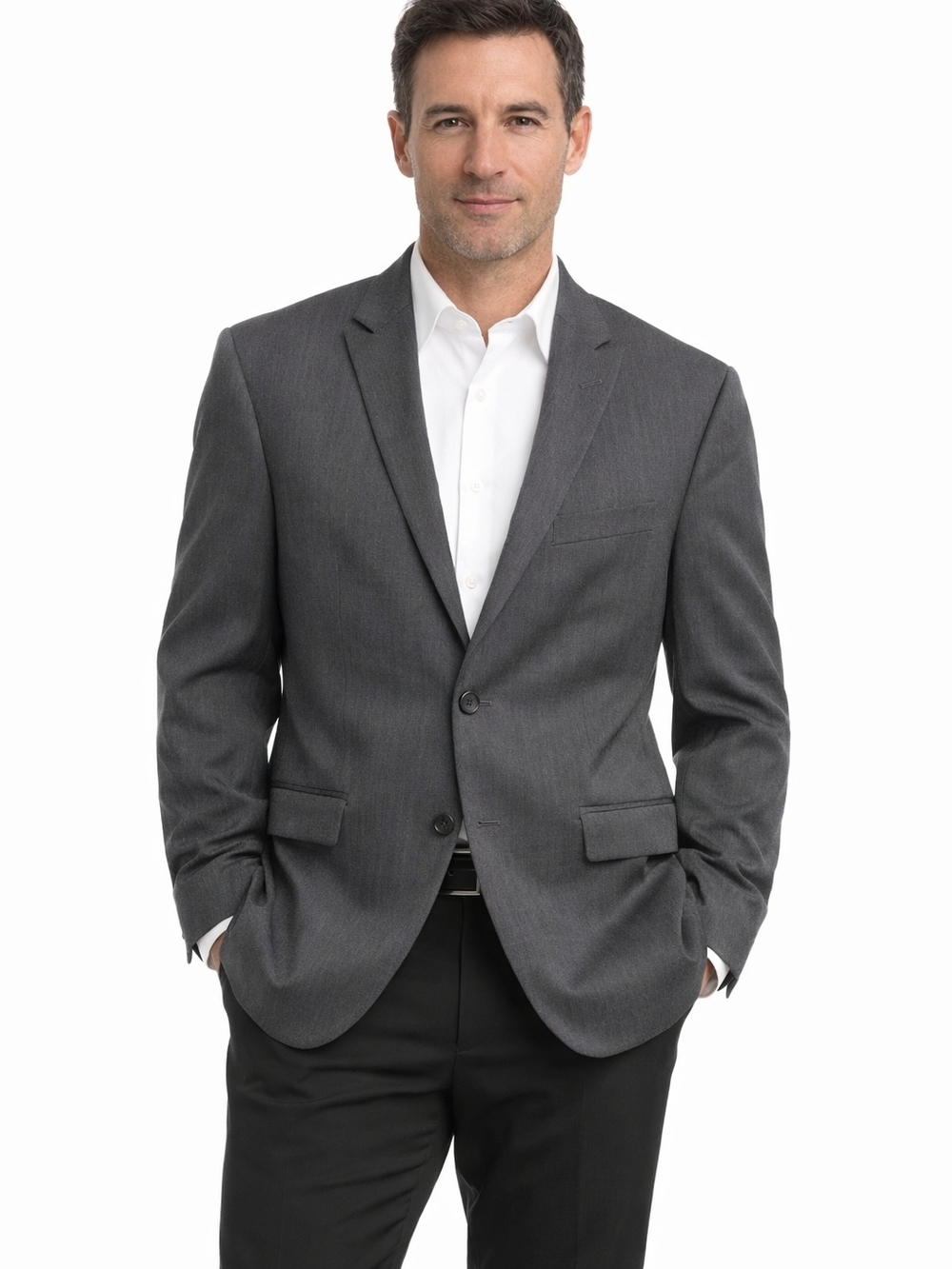 Egara Gray Blazer Sport Coat Jacket Classic Fit 2 Button Business Formal 42 Shor